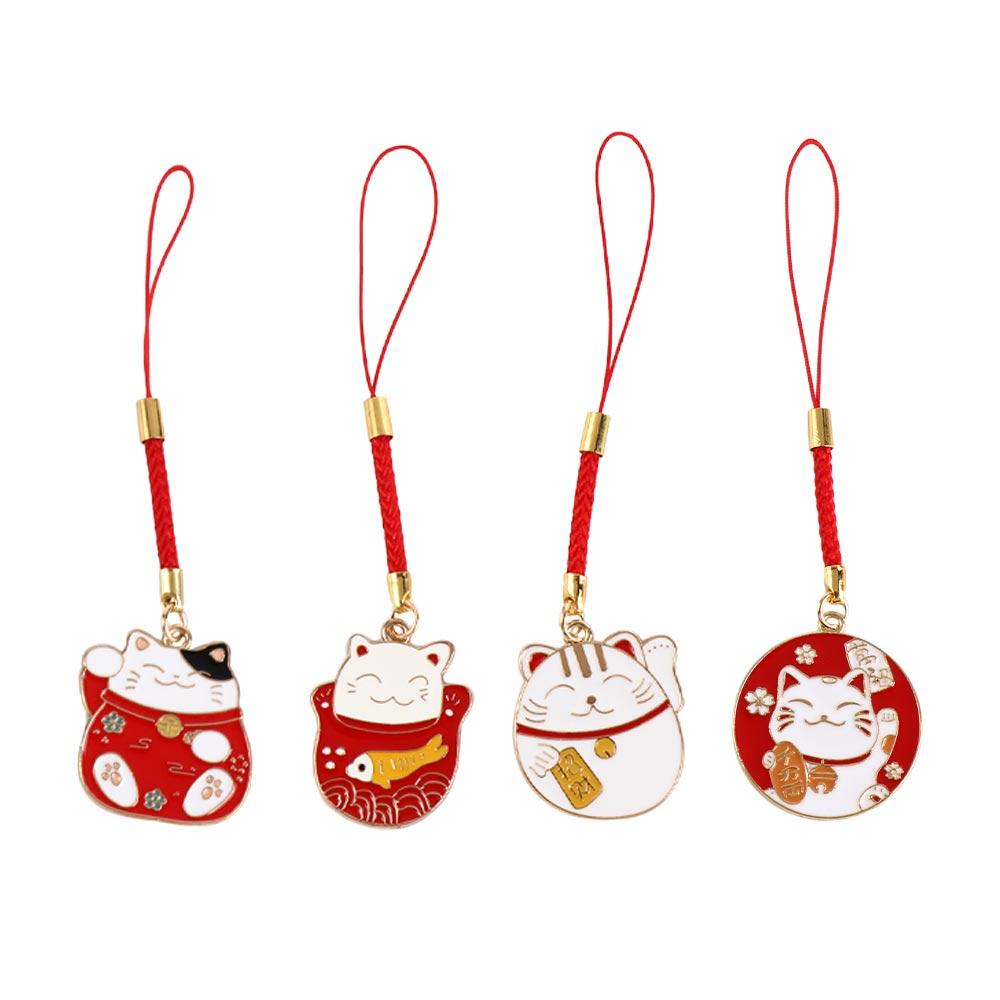Anti-drop Fortune Cat Keychain Mobile Phone Straps Lucky Cat Phone Pendant Mobile Phone Lanyard