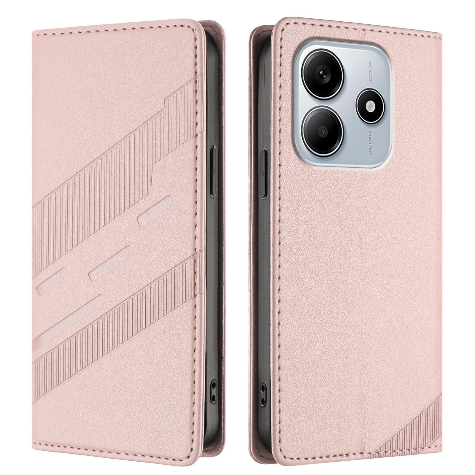 

Для Xiaomi Redmi Note 14 4G (164,84x78,15x8,16 мм) Чехлы для телефонов Панк-стиль Тисненый Кошелек Подставка Кожаная обложка Pink