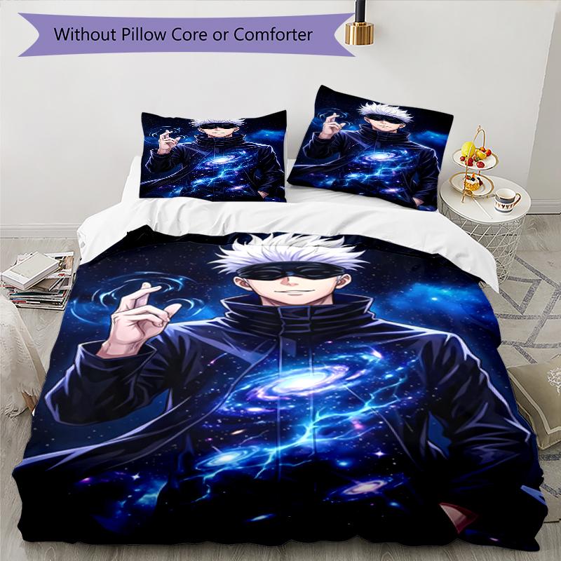 3pcs Gojo Satoru Pattern Bedding Set Duvet Cover Set Includes Duvet Cover &pillowcases, Perfect All Season Bedroom Decoration & Gift