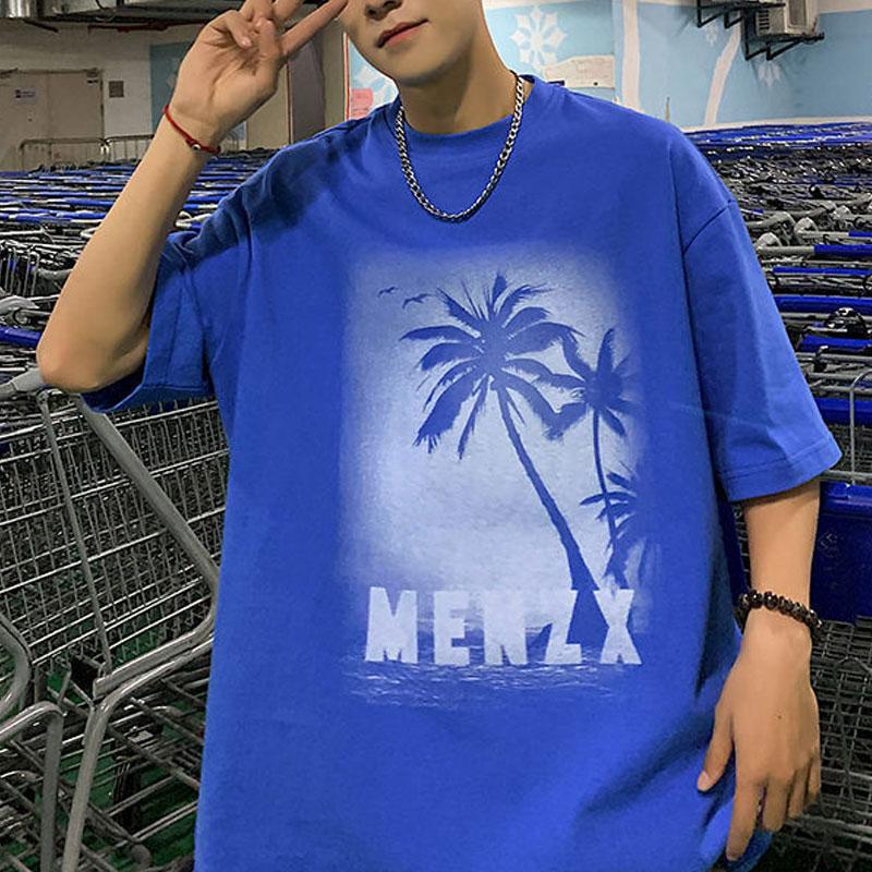 

Повседневные футболки с принтом в американском ретро-стиле, летний молодежный стиль, круглый вырез, мужская одежда, модные, с буквенным принтом, свободные, с коротким рукавом, пуловеры S