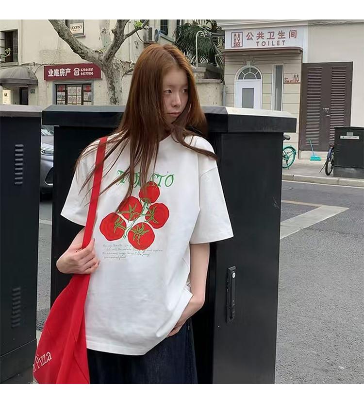 2025 Summer Loose and Slimming Versatile Niche Lazy Casual Daily Commuting Round Neck Short-Sleeved T-Shirt for Girls