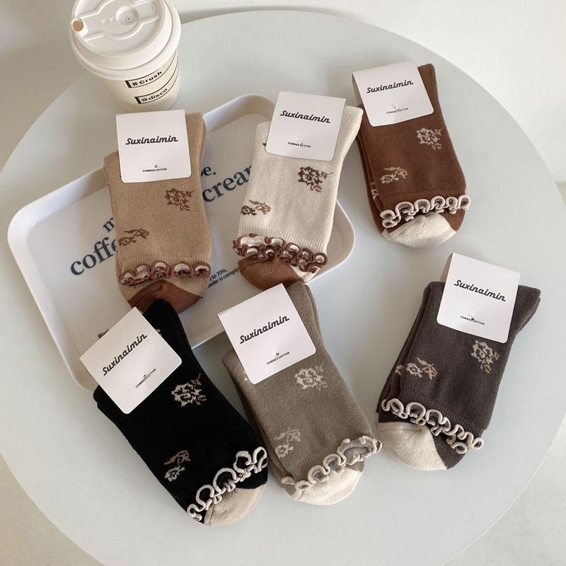 5 Pairs of Women's Autumn and Winter Fleece and Thickened Warm and Cute Loop Socks