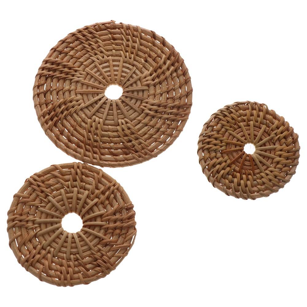 Natural Round Rattan Kitchen Insulation Pad Padding Mat Placemat Bowl Pad Coasters Cup Mats