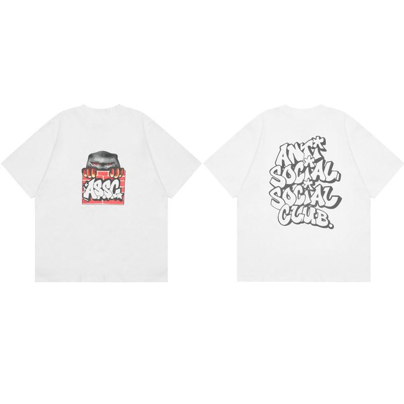 Street Trend Club Graffiti Letter Spider Casual TShirt Mens and Womens Luxury Brand Top