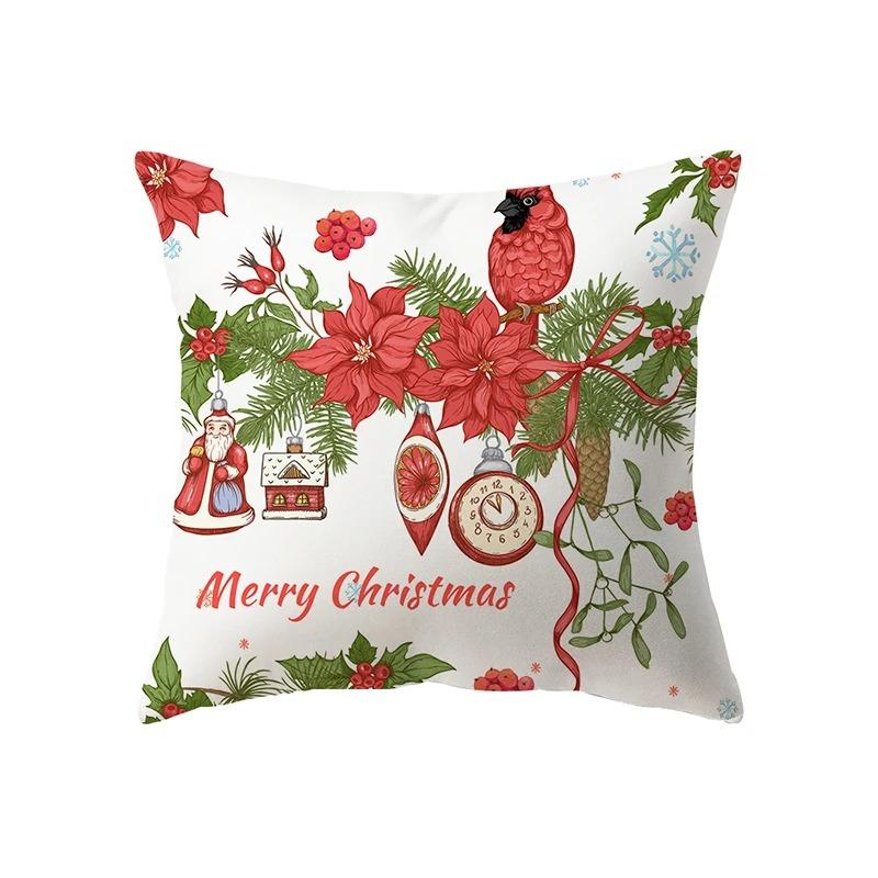 Christmas Theme Santa Claus Print Pattern Cushion Cover For Home Living Room Sofa Decoration Pillow Cover
