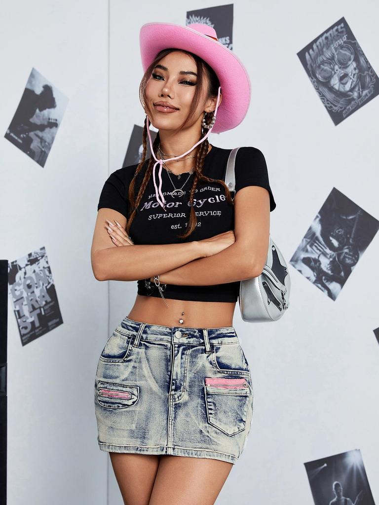 European & American Retro Street-Style Distressed Denim Skirt for Women
