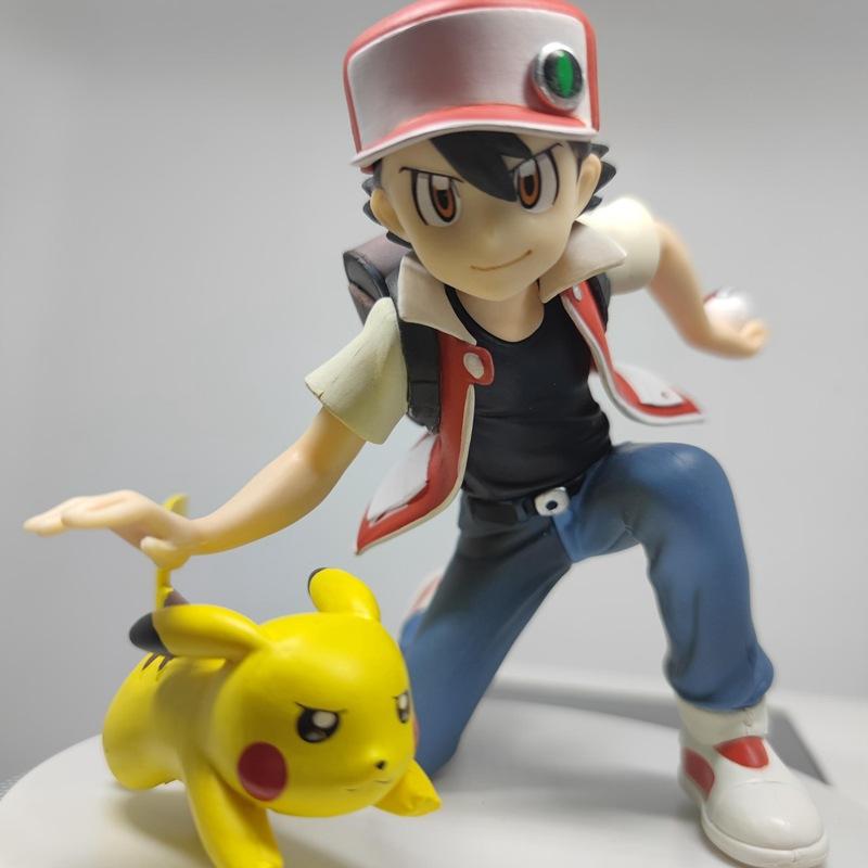 Kawaii Anime  Ash Ketchum Pikachu PVC Action Figure Game Statue Collectible Model Kids Toys Doll Gifts 12cm