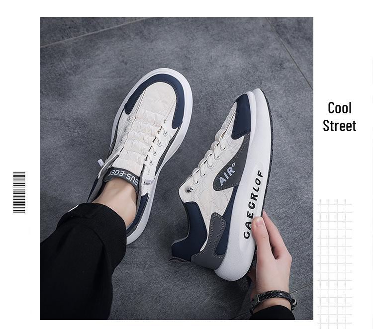 Herren Sommer Atmungsaktive Canvas Schuhe, Koreanischer Stil Vielseitige Sneaker, Dicke Sohle Trendige Sport-Board-Schuhe
