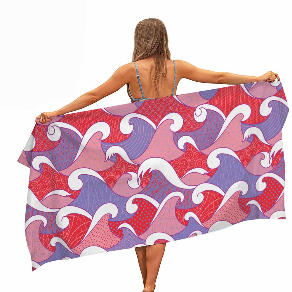 Colourful Japanese Style Waves Microfiber Beach Towel Portable Quick Fast Dry Sand Outdoor Travel Swim Yoga Mat Absorbent Towel
