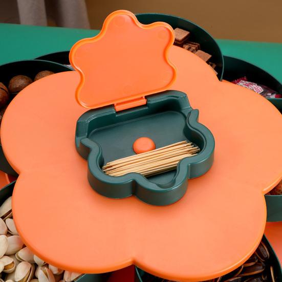 Rotating Fruit Plate Snack Tray with Lid 5/10 Compartments Plastic Divided Serving Tray for Parties Picnics Kids Safe Organizer And Snack Box