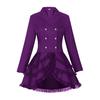 Women Double Breasted Victorian Steampunk Blazer Coat Gothic Tuxedo Tailcoat Jacket with Lace Hem Halloween Wedding Uniform Costume