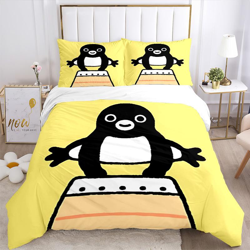 Cute Cartoon Penguin Print 3Pcs Bedding Set,Duvet Cover with 2 Bedro,Pillowcase Home Birthday Gift