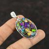 Fiesta Kingman Türkis-Anhänger, handgefertigter Schmuck, 925er Sterlingsilber-Anhänger, Multi-Kupfer-Türkis-Anhänger, echter Edelstein-Anhänger als Geschenk