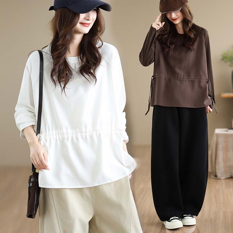DIMANAF 2026 Plus Size Autumn Women T-Shirts Tunic Shirt Oversize Loose Casual Lady Tops Cotton Tees Solid