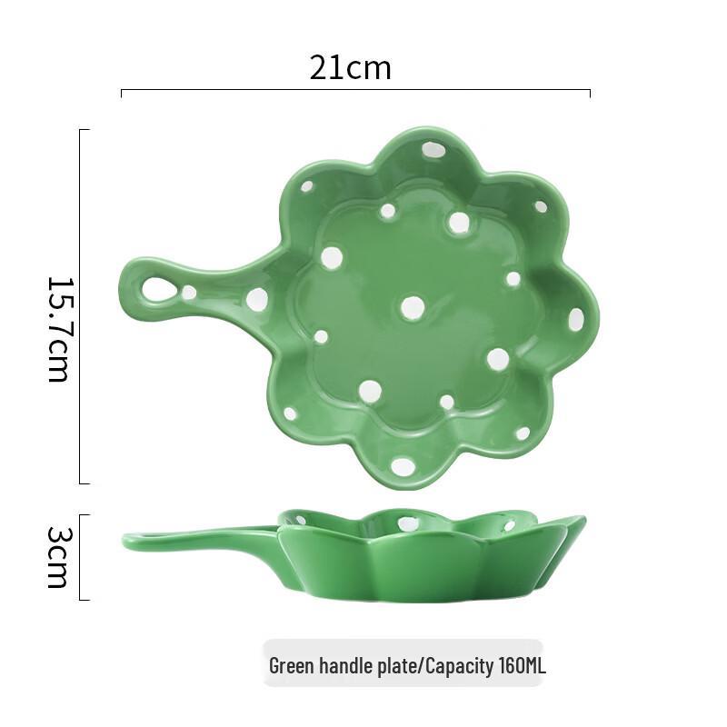 Polka Dot Ceramic Dinner Plate with Handle