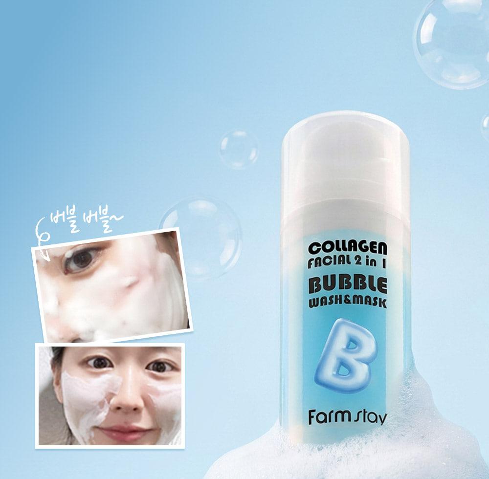 Farm Stay Unisex Collagen Facial 2 In 1 Bubble Wash & Mask 100Ml/3.38Fl.oz. Authentic Store