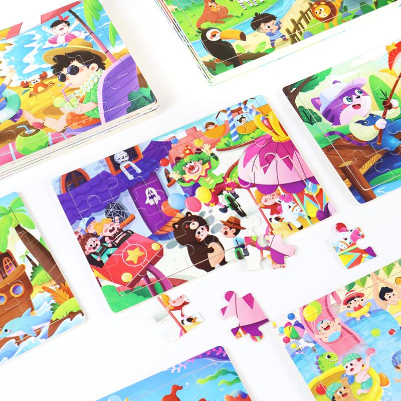 Wooden Children's Puzzles 24 Pieces Early Childhood Education Educational Toys Cartoon Animal Cognitive Puzzles