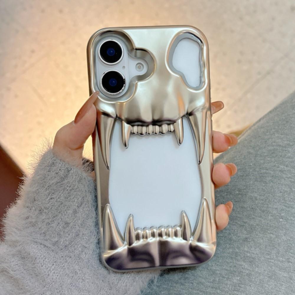 3D Frosted Tiger Tooth Hollow Dissipate Heat Case For For Iphone 16E 16 1 14 Plus 13 12 11 Pro Max Shockproof Plating Soft Cover