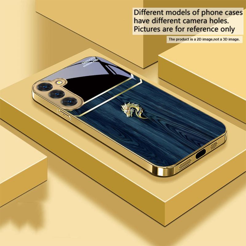 Brilliant Golden Dragon For Samsung Galaxy S20 FE S21 S22 S23 Plus S24 Ultra 25Ultra S21+ S9+ S22Plus Golden Glass Phone Case