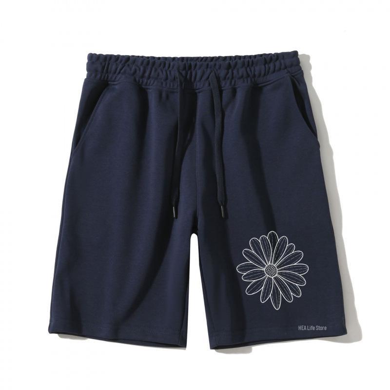 Men's Trendy Daisy Print Cotton Drawstring Shorts