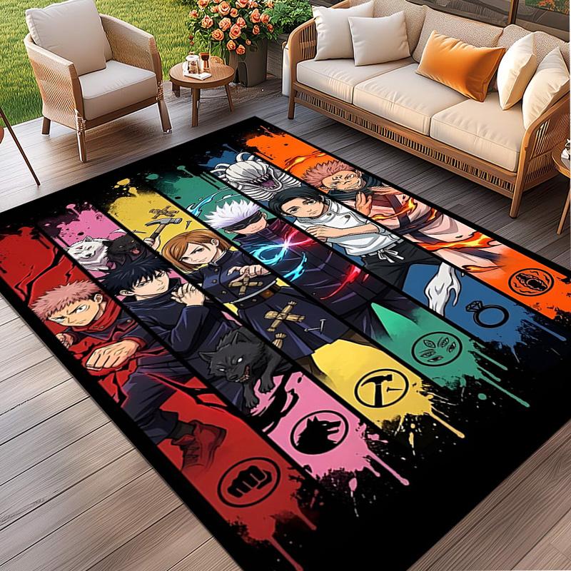 Jujutsu Kaisen Print Rug, Washable Floor Carpet, For Entryway Dorm Laundry Room Office Study, Home Decor Birthday Christmas Gift
