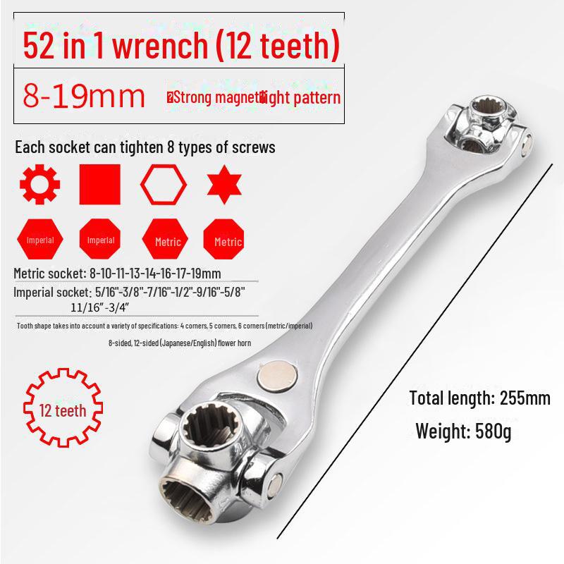8-in-1 Universal Multi-Function Rotating Socket Wrench Set (8-21mm)