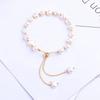 Gold Color Beads Pearls Mixed Adjustable Chain Bracelet Elegant Exquisite Bangles For Women  Jewelry Gift