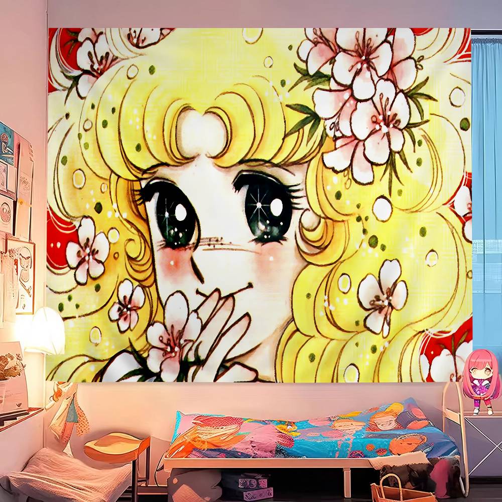 Anime Manga Candy Colorful Tapestry Wall Hanging Cheap Hippie Wall Hanging Bohemian Wall Tapestries Mandala Wall Hanging Sheets