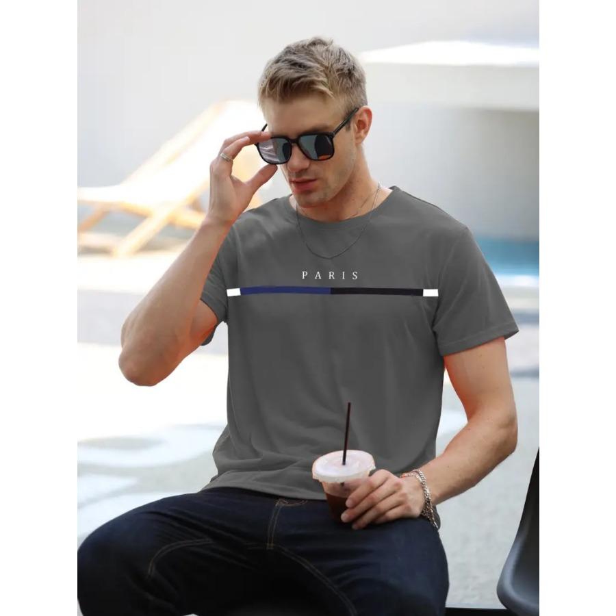 Men Stripe Character Print 3d T Shirt Short Sleeve O-Neck TShirt Vintage Polyester Breathable Sport Casual Large Size T-Shirts Men’s