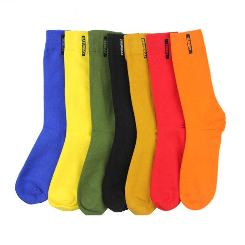 

Men s Cotton Work Socks Solid Color British Style Business Weekly Dress Socks 7 colors - 7 Pairs
