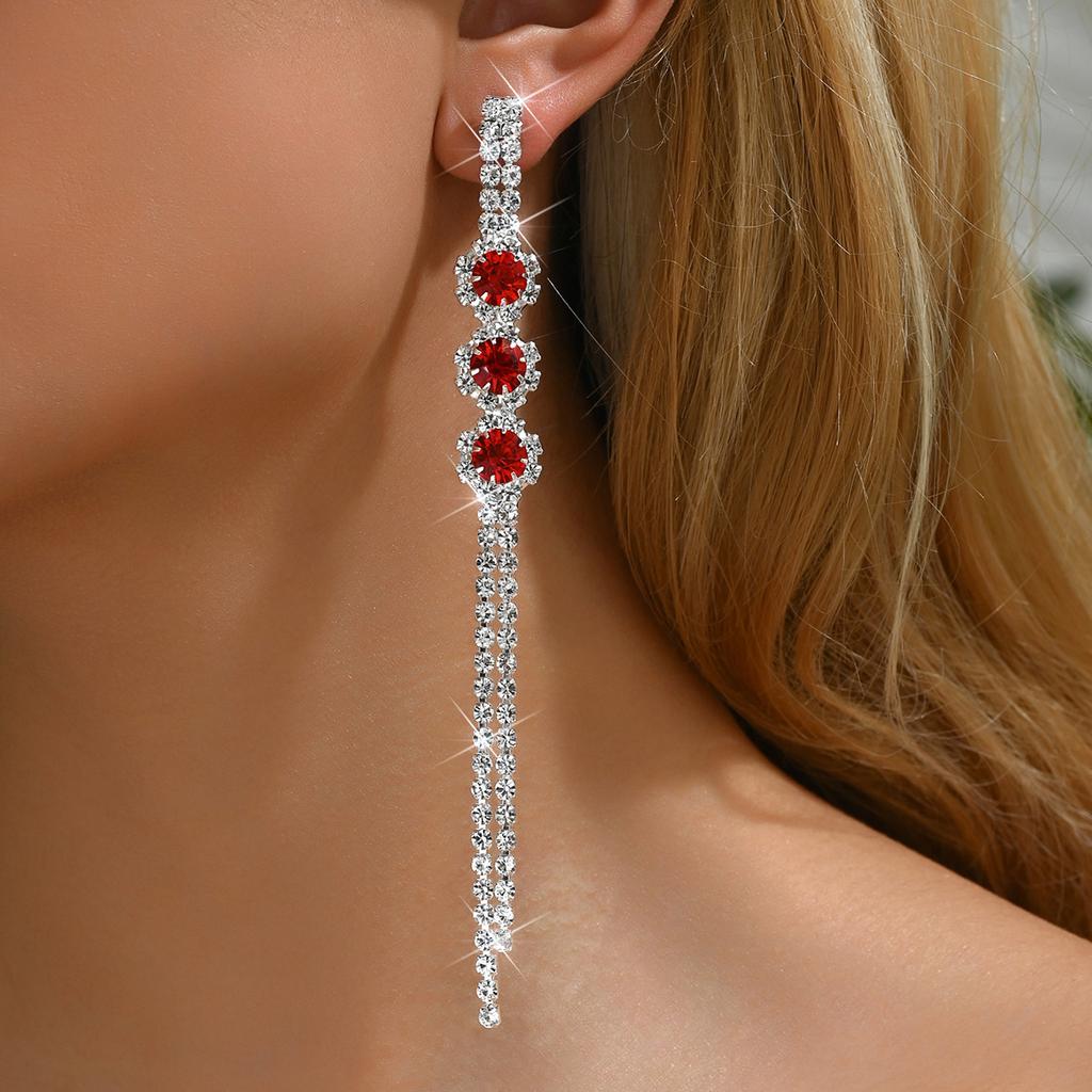 2 buc cercei la modă pentru femei cu design încrustat cu strasuri, cercei geometrici cu ciucuri, petrecere de călătorie, cadouri pentru ținute de sărbătoare