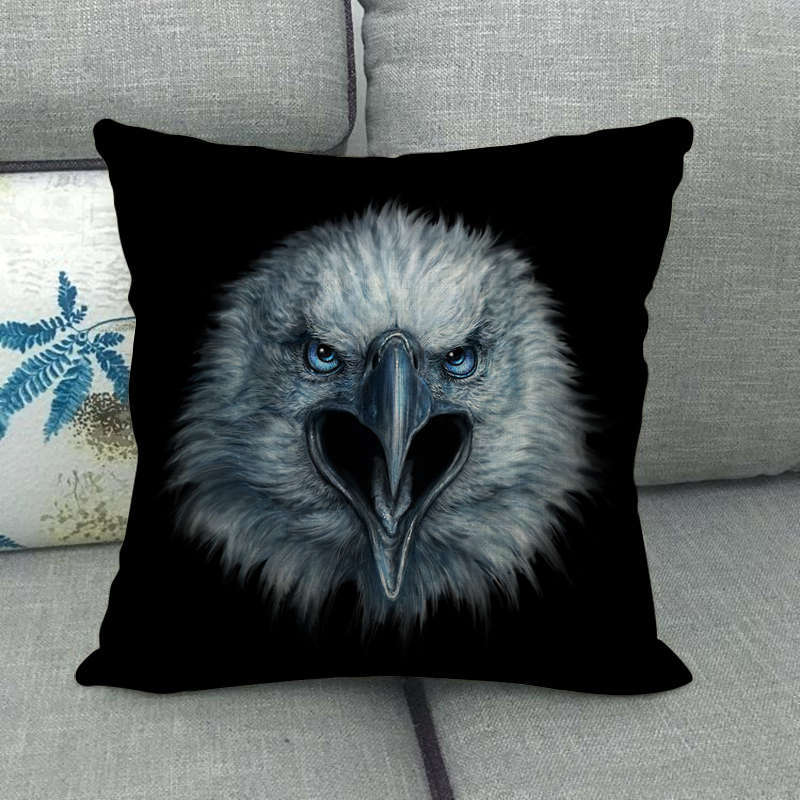 Animal Head Linen Pillow Cover 45x45cm American Country Style Decorative Cushion