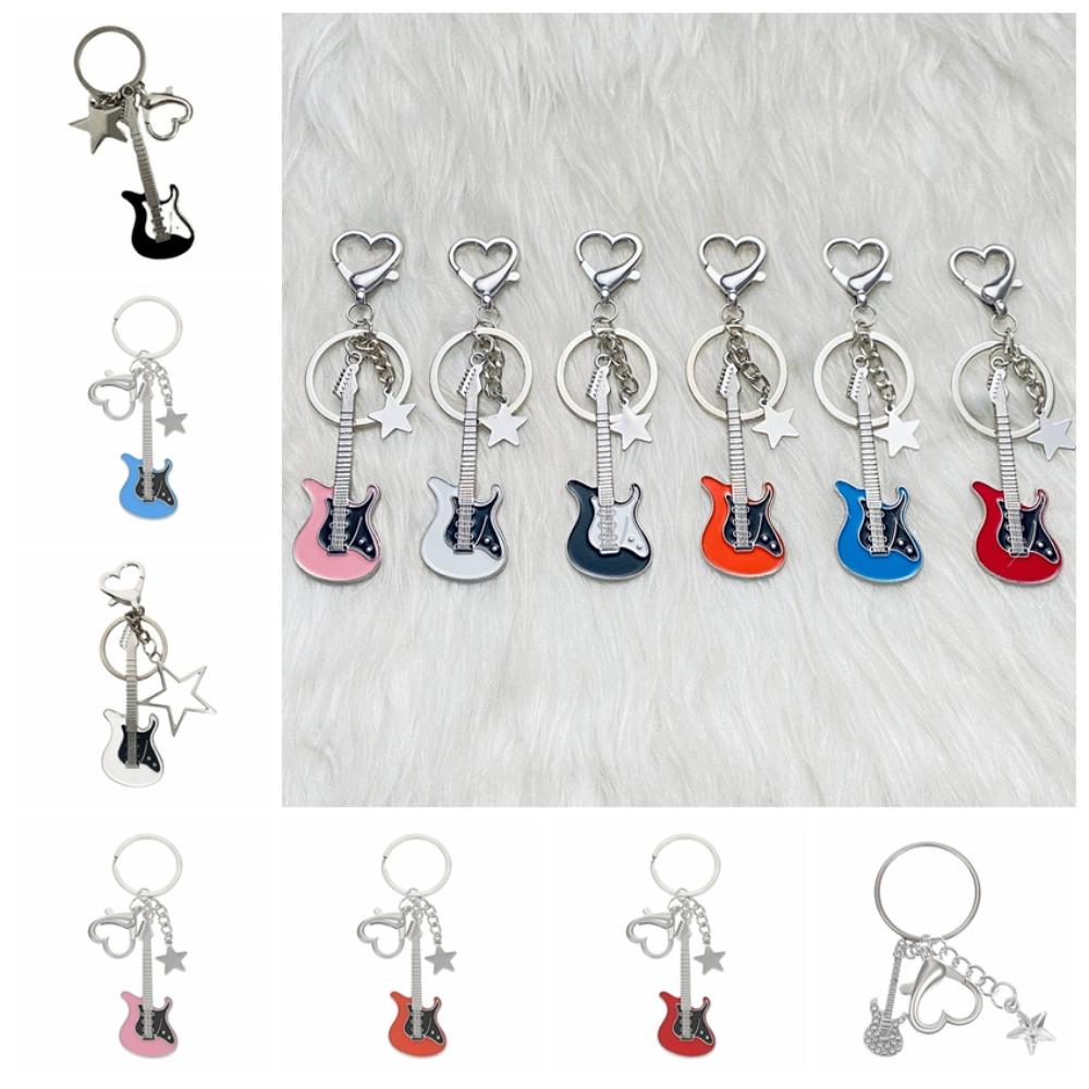 Guitar Guitar Keyring Star Musical Instrument Keychain Guitar Key Chain  Musician Jewelry Gift
