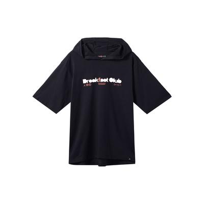 Alphanumeric Print Hooded Short Sleeve T-Shirt Men Tops Black DQ7383-010