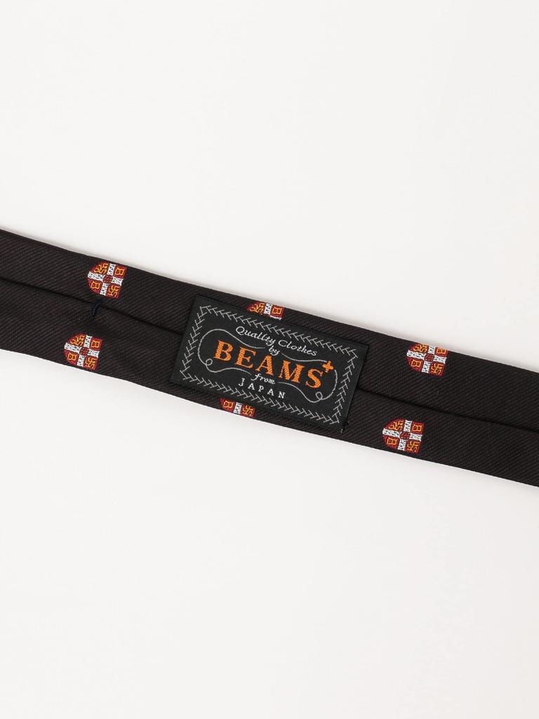 [BEAMS PLUS] Silk Crest Shield Embroidery Tie for Men, BLACK, FREE SIZE 38440034107