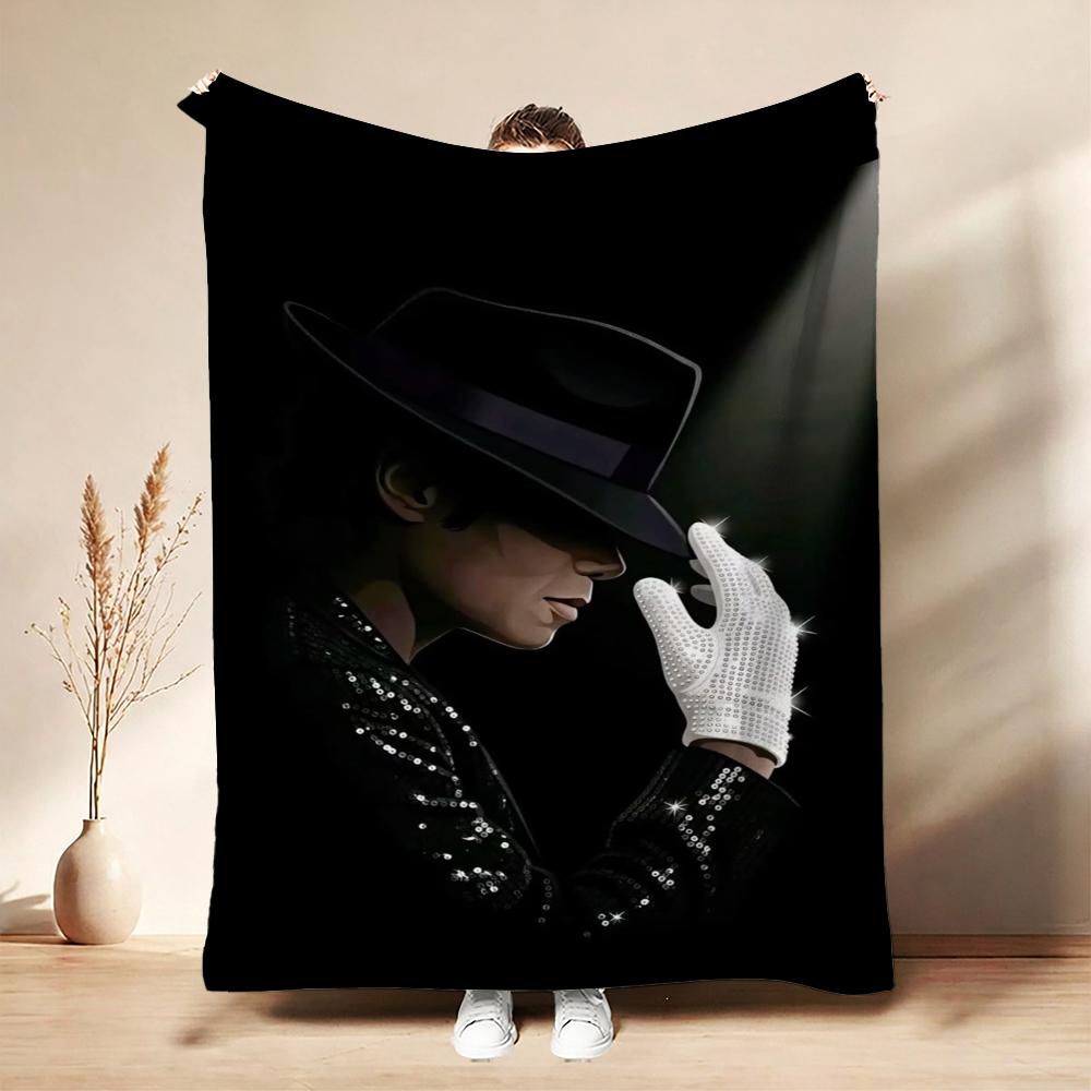 Michael Jackson Pop Theme Printed Blanket Warm Comfortable Fleece Blanket For Camping Travel Home Decor Holiday Gift