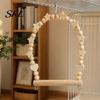 Parrot Climbing Toy Swing Perch, Solid Wood Perch Pole, Wooden Blocks And Beads Arch, Unpainted Bird for Small Medium Parrots with