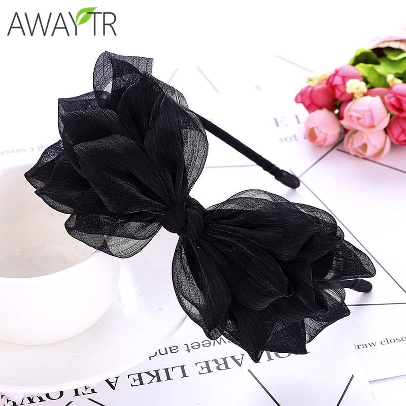 

Женская лента с большим бантом и цветочным блестящим ободом для волос