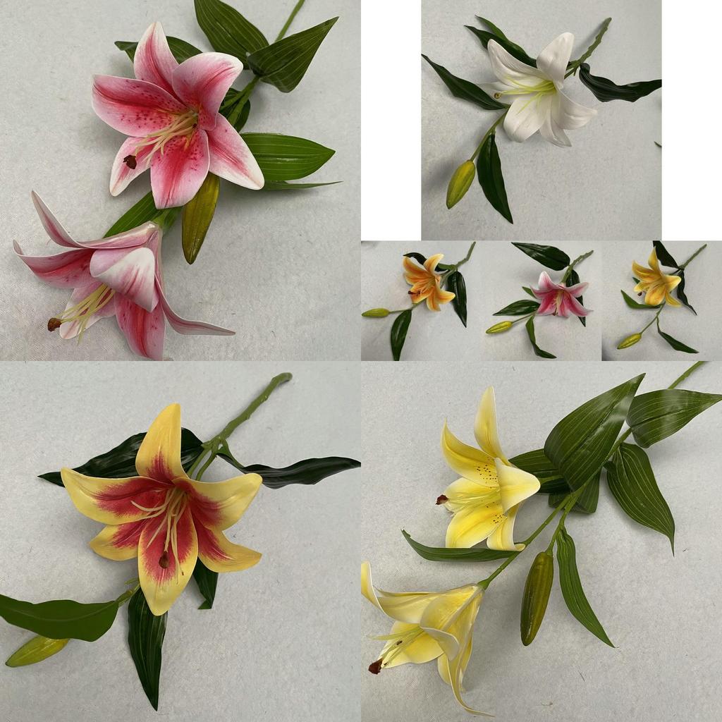 Lifelike 3d Cloth Lilies Artificial Flowers For Home Decor Wedding Centerpiece Floral Arrangement