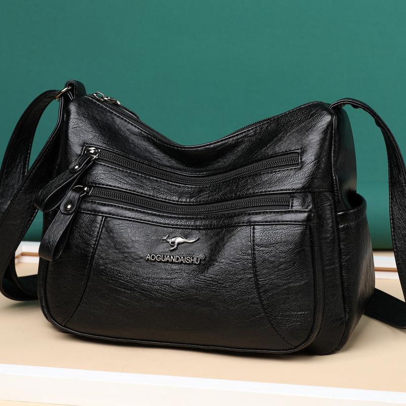 Soft leather texture messenger bag women's bag large capacity simple casual shoulder satchel light mother bag light luxury
