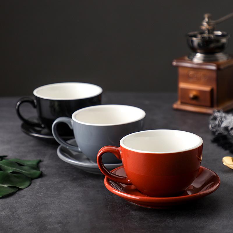350ML Ceramic Large Capacity Coffee Cup Colorful Coffee Cup and Saucer Exquisite Afternoon Tea Dessert Tea Cup Couple's Mug Gift