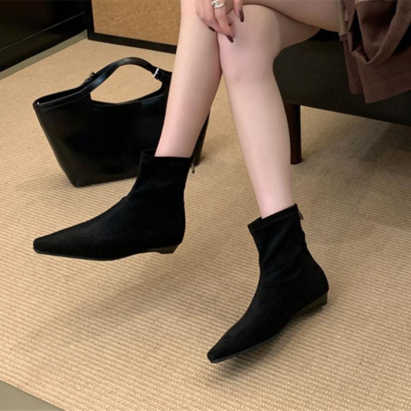 

Модные женские ботильоны замшевые теплые женские туфли зимние с квадратным носком повседневные челси трендовые на низком каблуке зимние ботинки женские 39 чёрный
