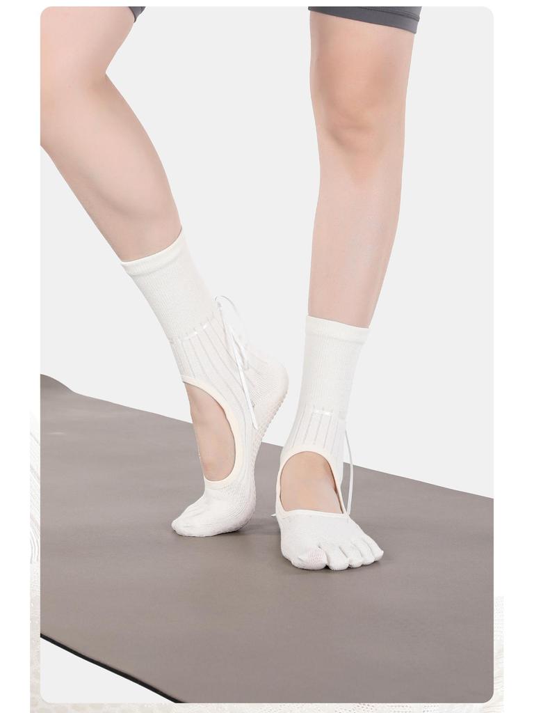 MEIKAN Dámské protiskluzové ponožky do půli lýtek s páskem a špičkou pro jógu