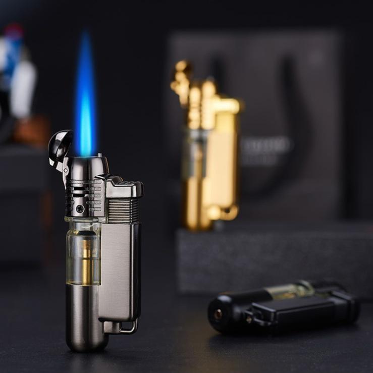 Inflatable Windproof Lighter Straight Flame Cigarette Lighter Metal Cigarette Accessories Men's Gift