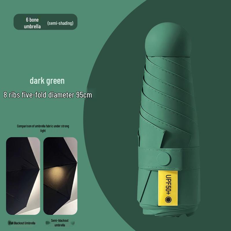 Mini Five-Fold UV Protection Sunscreen Umbrella: Portable and Dual-Use for Sun and Rain, Women's Sunshade Umbrella