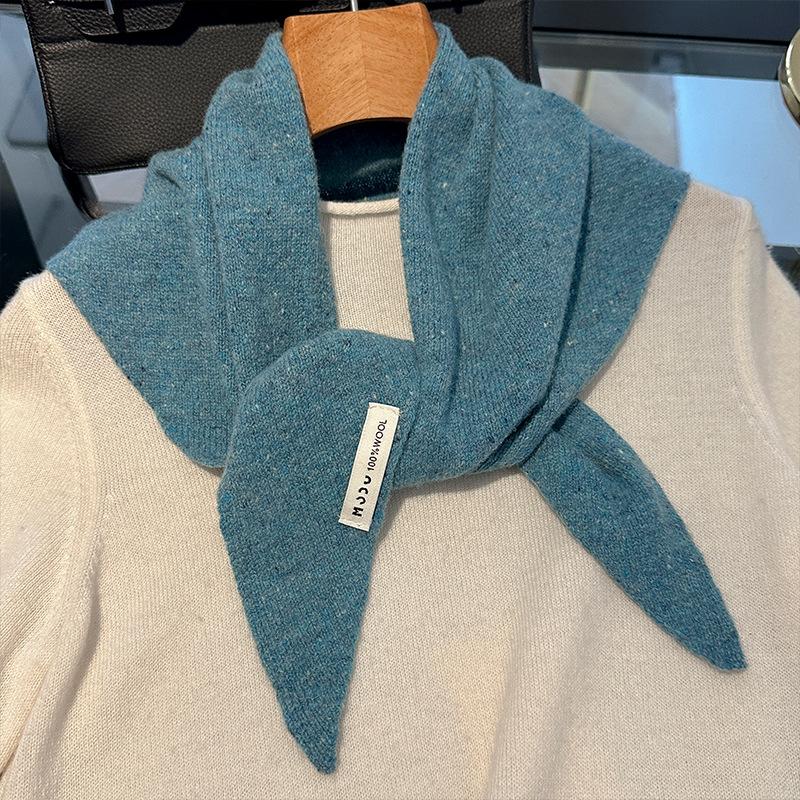 Strickschal für Damen, 100 % Wolle, Winterwarm, Dreieckiges Design, Unifarben, Dickes Tuch, Weicher Kaschmir-Pashmina-Halskragen, NEU