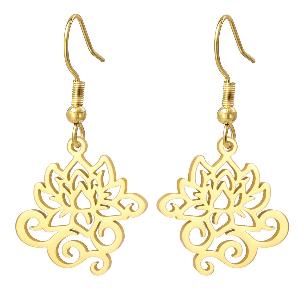 LIKGREAT Curled Lotus Earrings Zen Peace Symbol Earrings Meditation Yoga Stainless Steel Jewelry Christmas Spiritual Gift
