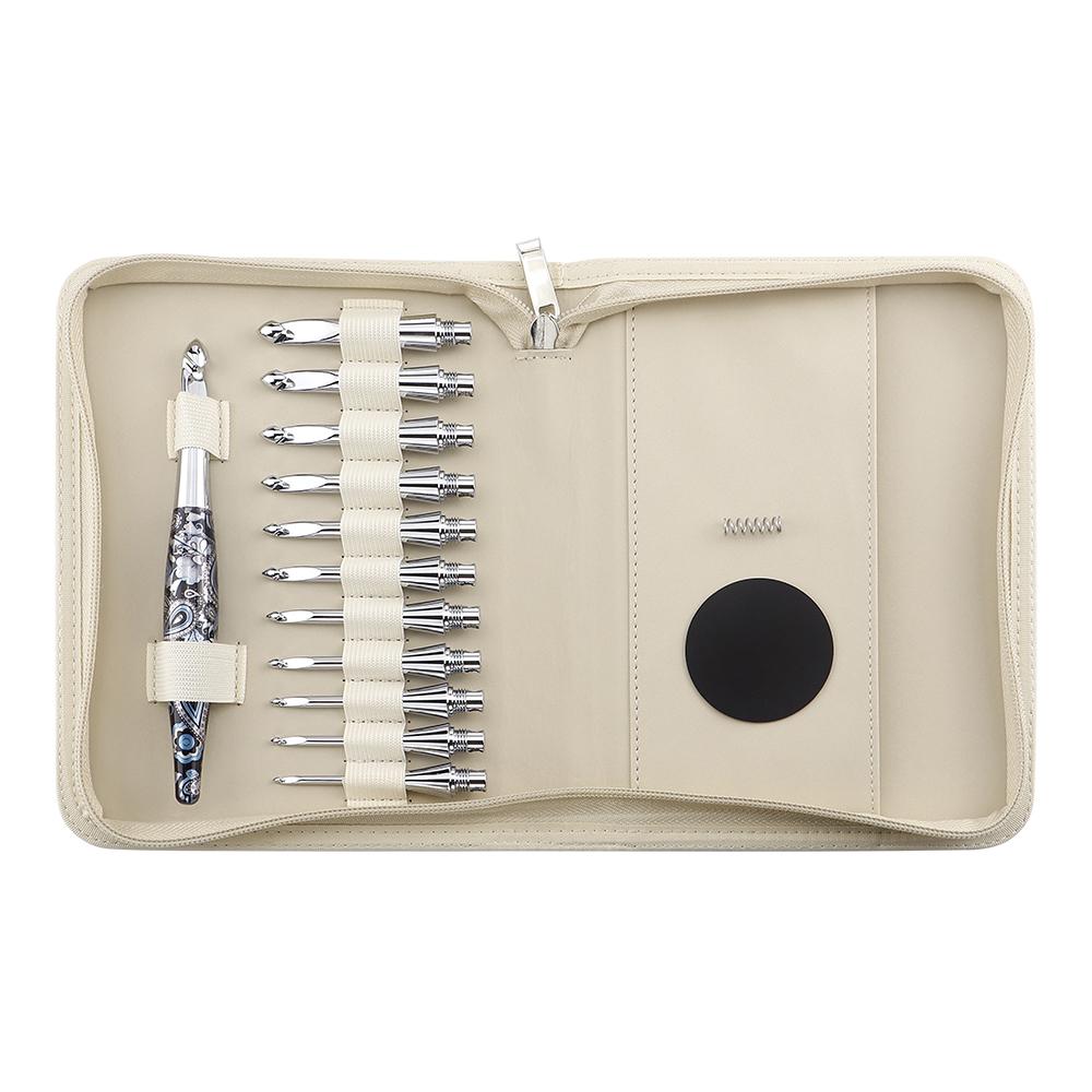 

1set perfect gift high-end hand knitting tool set, aluminum detachable crochet hook with 11 replaceable crochet heads with bag