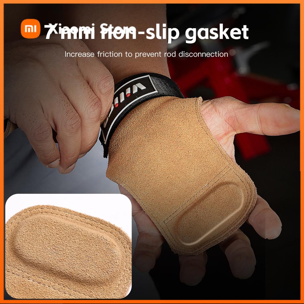 Xiaomi 2 Piece Leather Weight Lifting Training Gloves Palm Protection Women Men Fitness Sports Gymnastics Grips Pull Ups Weightlifting
