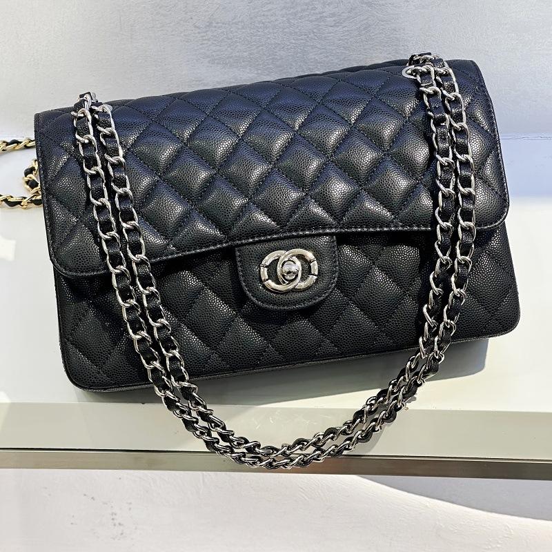 High-Quality Cowhide/Sheepskin Medium Size Cf25 Leather Chain Flap Single Compartment Bag Women's Bag Unmarked